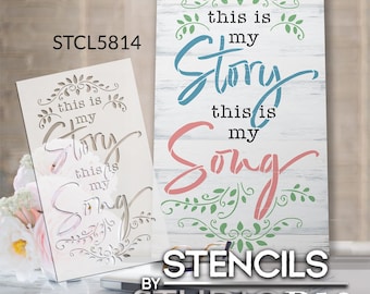 This is My Story This is My Song Hymn Stencil by StudioR12 | DIY Faith Home Decor | Craft & Paint Wood Sign | Reusable Mylar Template |...