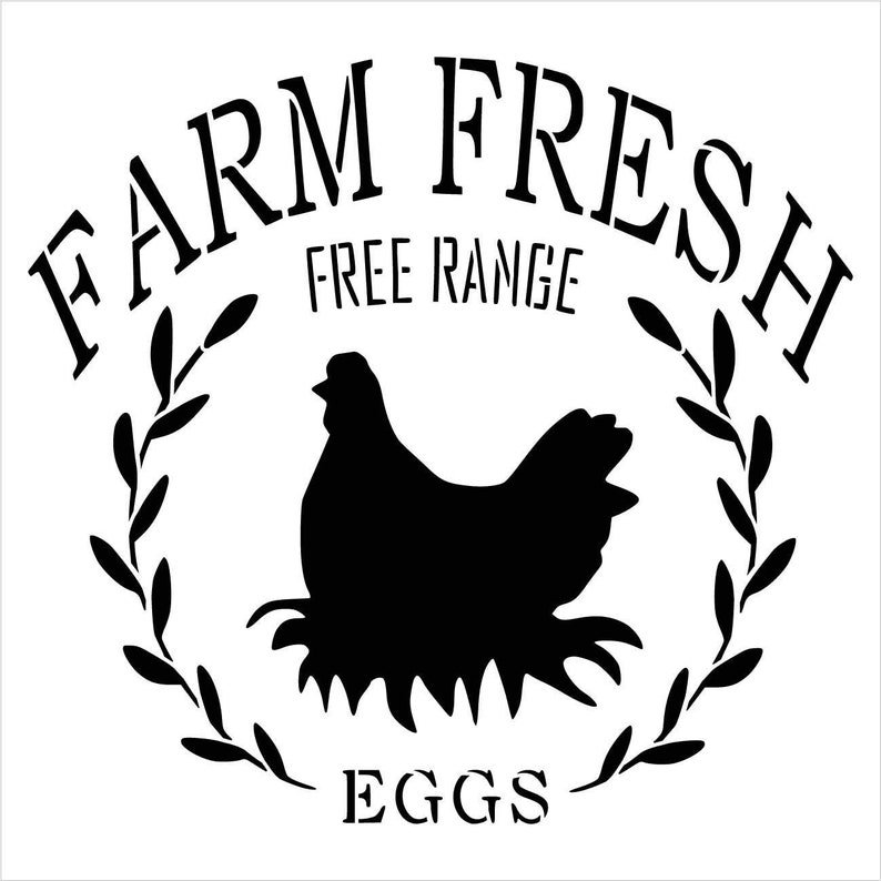 Farm Fresh Free Range Eggs Stencil by Studior12 DIY Chicken - Etsy