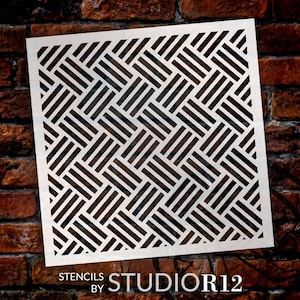 Hopsack Weave Stencil by StudioR12 | Woven Repeat Pattern Stencils for Painting | Reusable Mixed Media Template | Select Size