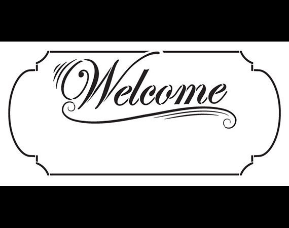 Welcome Stencil with Border - Word Stencil - 20 x 10 - SKU:STCL575