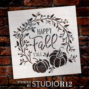 Happy Fall Y'all Stencil by Studior12 DIY Autumn Pumpkin Wreath Home ...