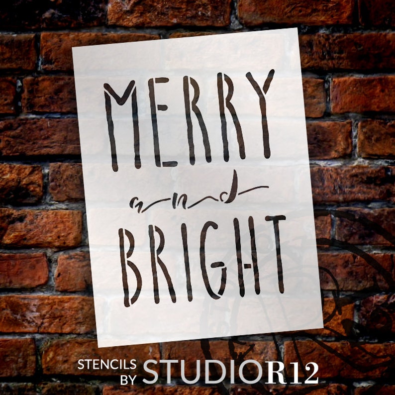 Merry And Bright Word Stencil by StudioR12 | Reusable Template | Merry And Bright Word Stencil by StudioR12 | Reusable Template |