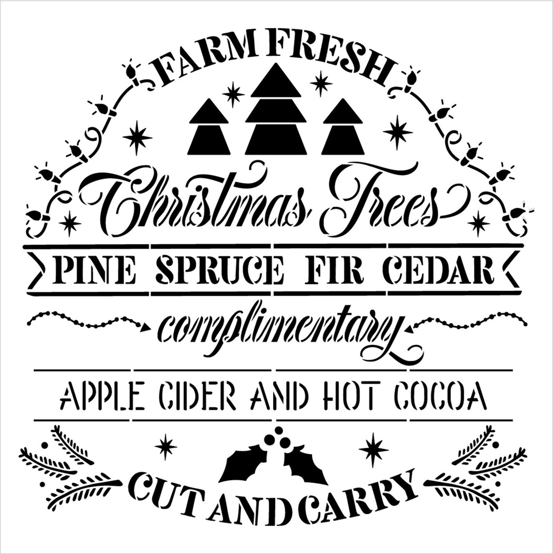 Farm Fresh Christmas Trees Stencil by Studior12 DIY Holiday Etsy