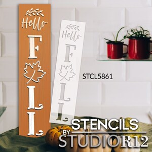 Hello Fall Stencil by Studior12 Craft DIY Autumn Leaf Porch - Etsy