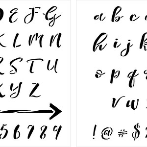 Brush Script Lettering Stencils by Studior12 Reusable Full Alphabet ...