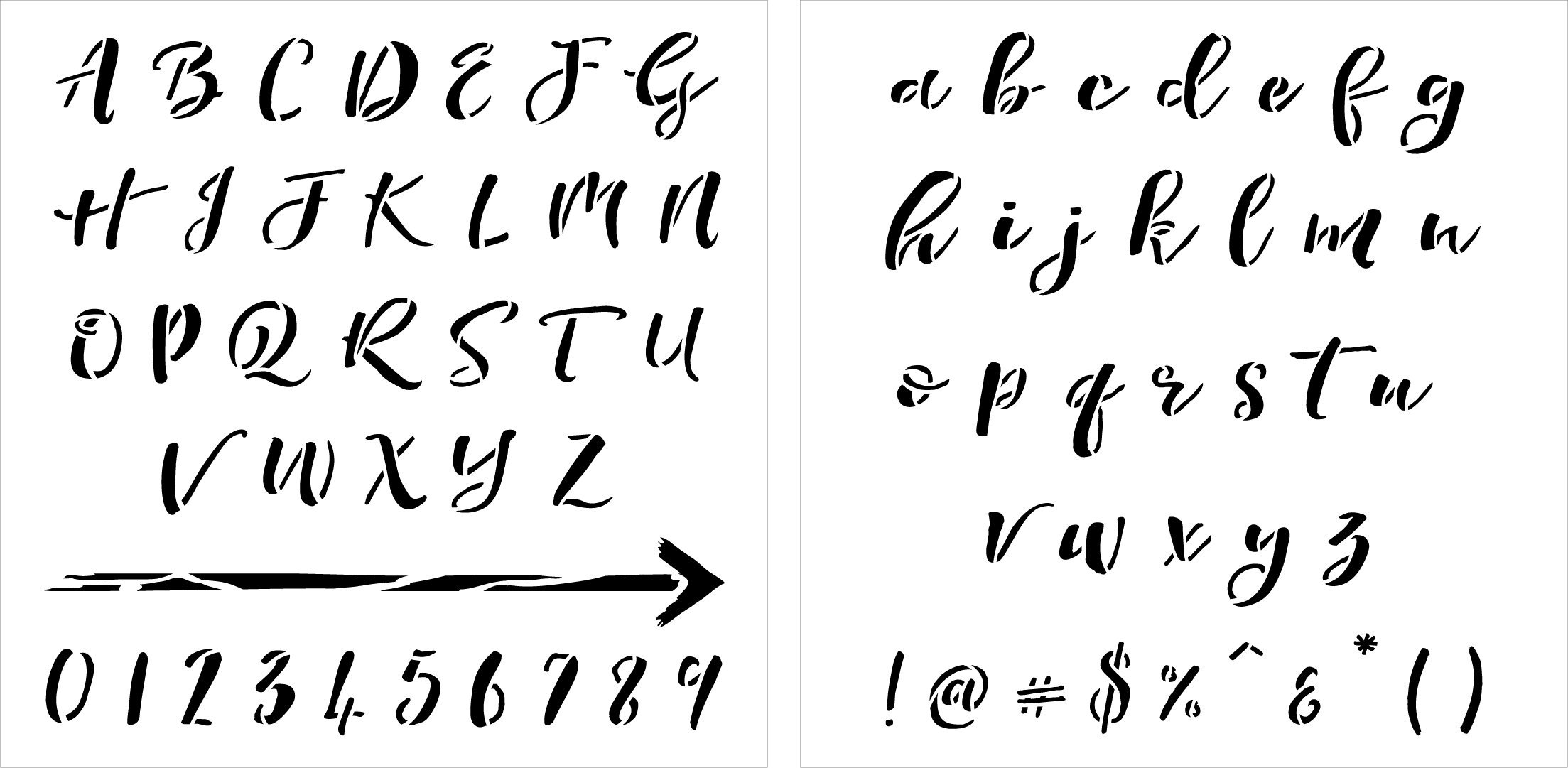 Brush Script Lettering Stencils by StudioR12 Reusable Full | Etsy