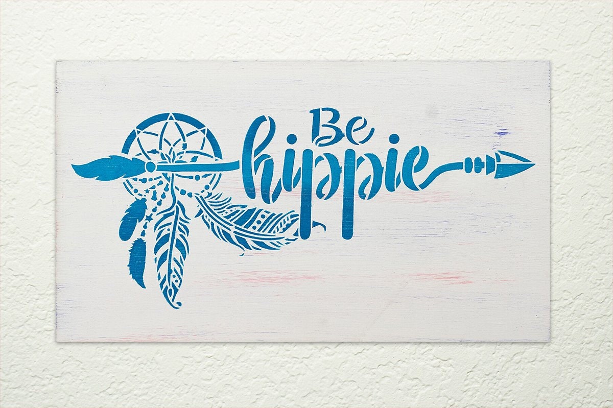 Be Hippie Stencil by StudioR12 DIY Boho Bohemian Dream | Etsy