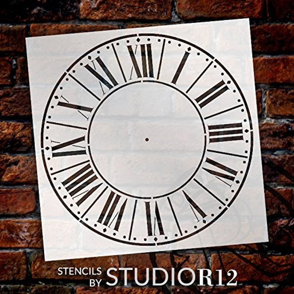 Farmer's Market Clock Face Stencil by StudioR12 | Roman Numeral Clock Art - Reusable Mylar Template | Painting, Chalk, Mixed Media | DIY...
