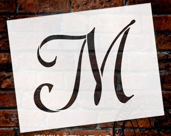 M  -Graceful Monogram Stencil  - Select Size - STCL1913 - by StudioR12