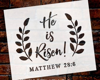 He Is Risen - Wreath - Word Art Stencil - Select Size - STCL1875 - by StudioR12