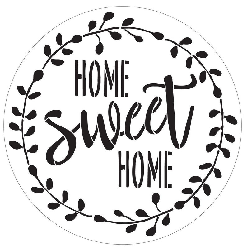 Home Sweet Home Stencil With Laurel Wreath By StudioR12 Etsy Home Sweet Home Stencil With Laurel Wreath By StudioR12 Etsy