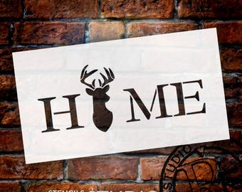 Home Stencil with Deer & Antlers StudioR12 | Modern Country Word Art for Kitchen | DIY Rustic Farmhouse Decor | Craft and Paint Wood Signs