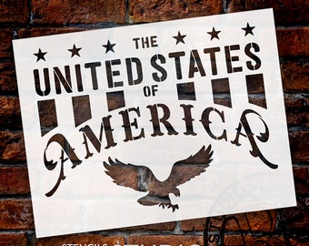 The United States of America - Word Art Stencil -  Select Size - STCL1252 by StudioR12