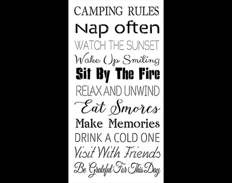 Camping Rules Word Stencil 13 X 25 STCL1451_1 Etsy
