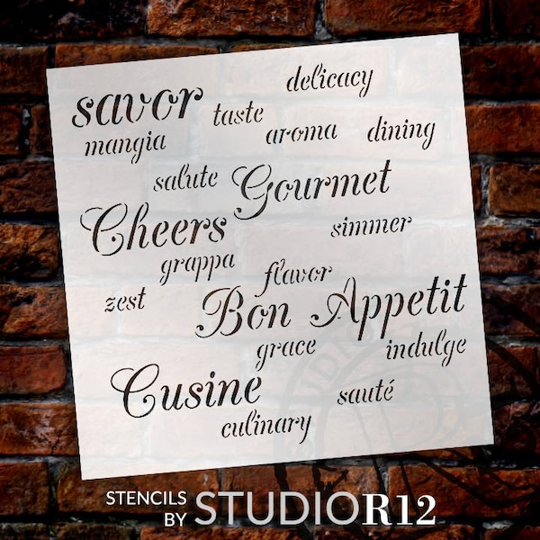 Gourmet Background Word Stencil - Choose Your Size - SKU:STCL753