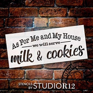 Milk & Cookies Stencil by StudioR12 | As for Me and My House We Will Serve Decor | Reusable Mylar Template | DIY Holiday Christmas Gift |...