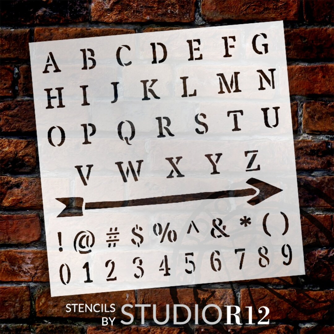 Rustic Serif Lettering Stencil by Studior12 Full Alphabet Stencils for ...