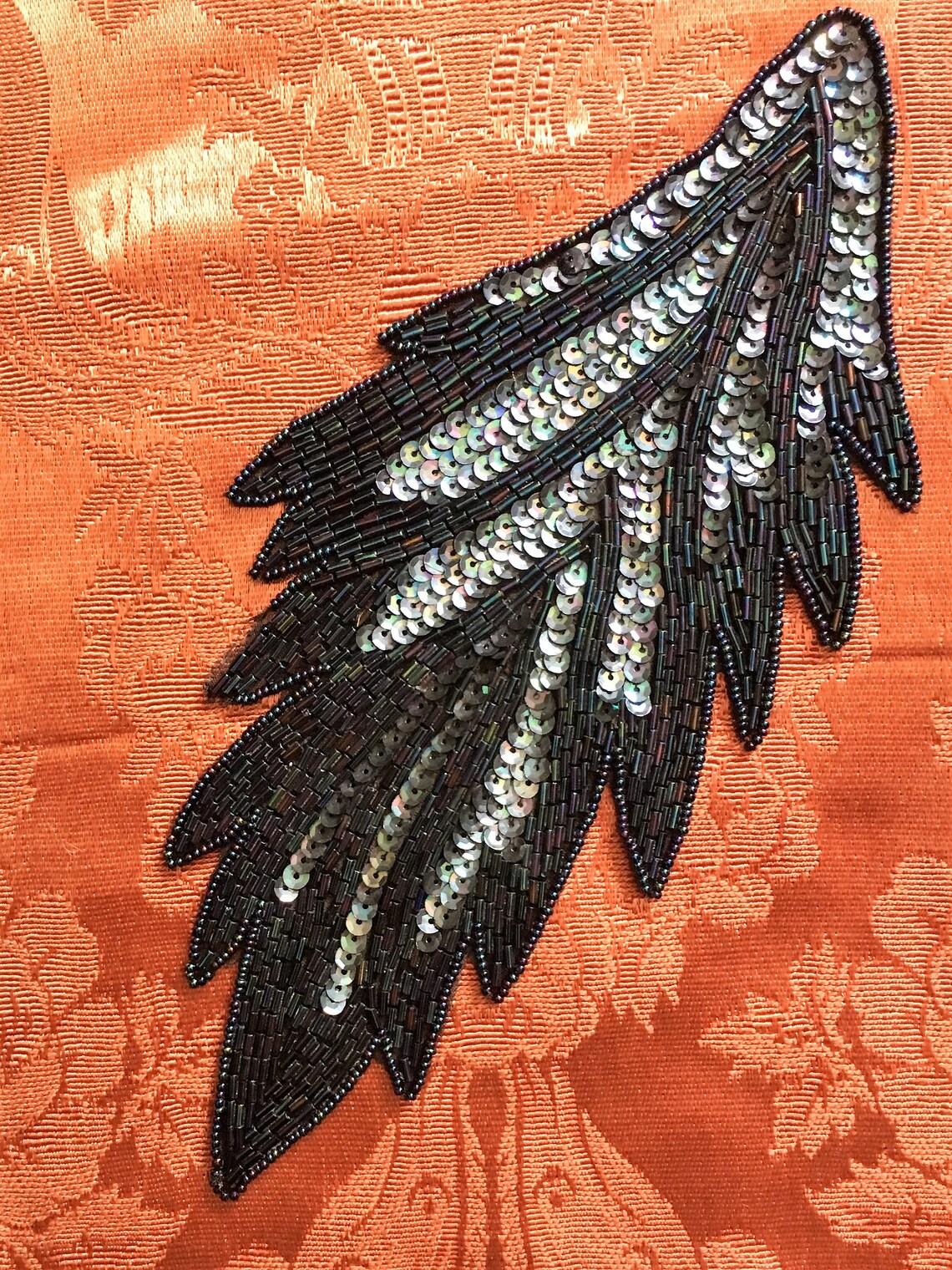 Vintage Beaded Leaf Applique for Clothing Large Etsy