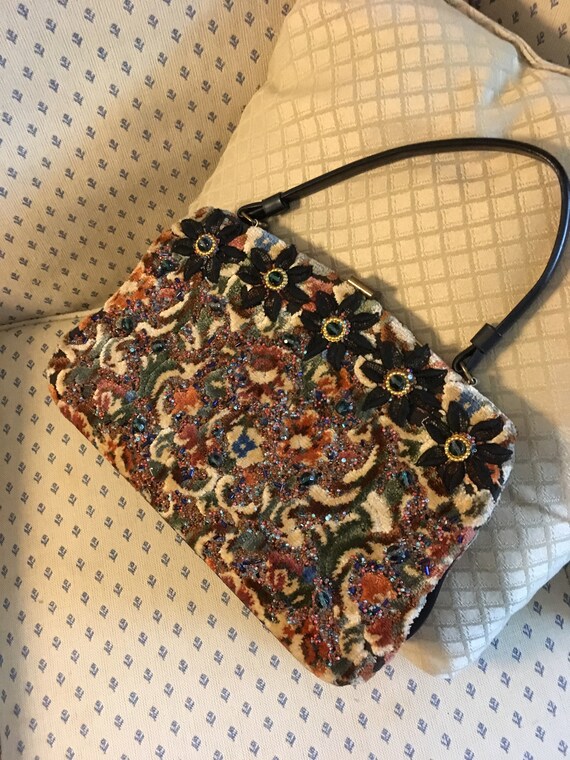 Vintage Velvet Purse CARON of TEXAS Hand Decorated Cut Etsy