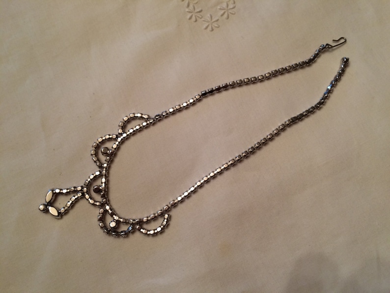 Sparkling Red Crystal Rhinestone Necklace from Mid-century Adjustable Length