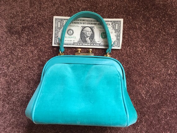 Vintage EMILIO PUCCI Handbag Purse - Velvet Aqua -