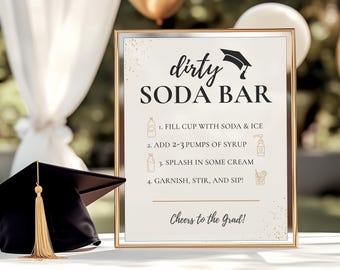 Dirty Soda Bar Schild, Graduierung druckbar, Klasse von 2026 Party Dekor, 8 x 10 5 x 7 How-To Anleitung Schild, Dirty Soda Station Digitaler Download
