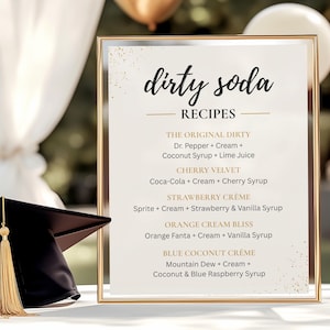 Dirty Soda Bar Sign – Graduation Printable Drink Station – Recipe Sign - Class of 2025 Party Decor - Drink Combo Instructions