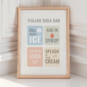 Italian Soda Bar Sign - Modern Pastel Theme - Digital Download