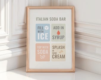 Letrero de soda italiana - Tema pastel moderno - Descarga digital