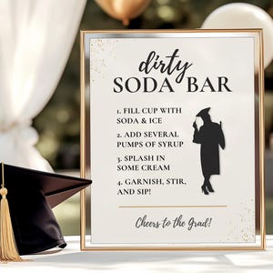 Dirty Soda Bar Sign, Graduation Printable, Class of 2025 Party Decor, 8x10 5x7 How-To Instruction Sign, Dirty Soda Station Digital Download