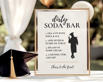 Dirty Soda Bar Schild, Graduierung druckbar, Klasse von 2026 Party Dekor, 8 x 10 5 x 7 How-To Anleitung Schild, Dirty Soda Station Digitaler Download