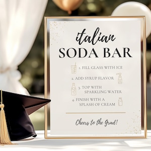 Italienisches Soda Bar Schild - Abschluss Thema - Digitaler Download - Edel - Klasse von 2025 Anweisungsschild - PDF