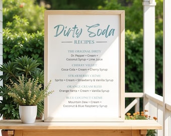 Dirty Soda Bar Sign – Printable Menu – Digital Download - 4th of July, Summer BBQs, Pool Parties, Birthdays & Events - Recipes - PDFs