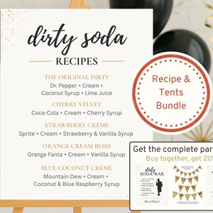 Dirty Soda Bar Schild - Abschlussfeier druckbare Getränkestation - Rezeptschild - Class of 2025 Party Decor - Anleitung für Getränkekombinationen