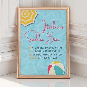 Italian Soda Bar Sign - Summer Theme - Digital Download - Pool Party - Instruction Sign