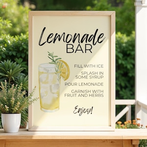 Lemonade Bar Instruction Sign – Printable Lemonade Station Decor – Summer Party How To Sign – DIY Drink Bar – Instant Download 8x10, 5x7