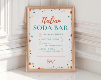 Letrero de soda italiana - Tema de verano - Descarga digital - Festivo