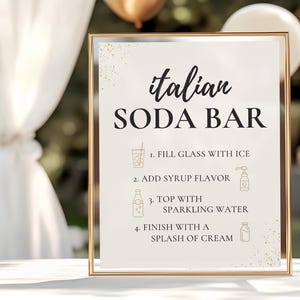 Italian Soda Bar Sign - Classy Theme - Digital Download - PDF
