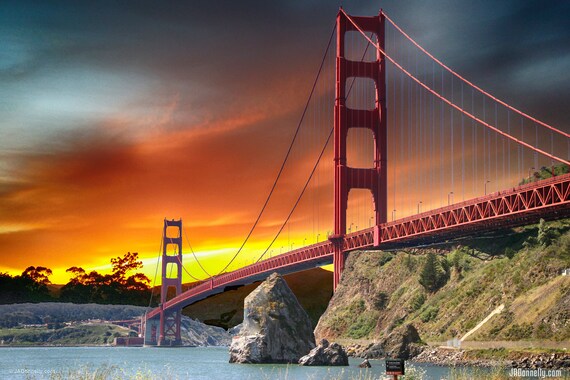 Golden Gate Bridge Printable San Francisco Color Print | Etsy
