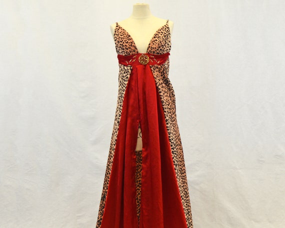 red leopard print maxi dress