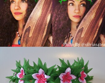 1 Moana Inspired Flower Crown - Moana Flowers, Disney Bound, Moana Flower Crown, Moana Headband, Moana Hair Bow, Moana, Haku Lei, Hair Bow