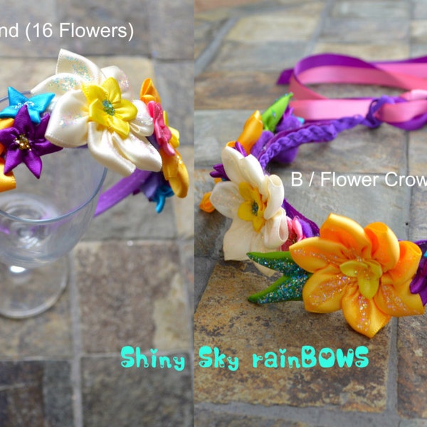 1 Disney Tangled Rapunzel Inspired Headband - Rapunzel Flowers, Disney bounding, Rapunzel Flower Crown, Rapunzel Headband, Rapunzel Hair Bow