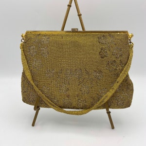 Rare Vintage Hattie Carnegie Beaded Evening Bag With Rhinestone Closure and Mirror - Excellent Condition