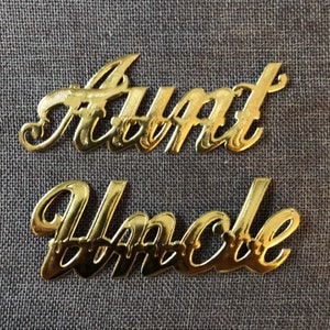Aunt and Uncle Vintage NOS German Dresden Embossed Foil Die Cut Paper Scrap Seals Embellishments