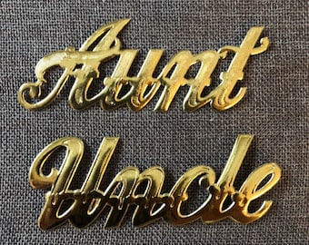 Aunt and Uncle Vintage NOS German Dresden Embossed Foil Die Cut Paper Scrap Seals Embellishments