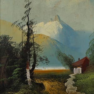 1950er Jahre Ölgemälde Landschaft Vintage