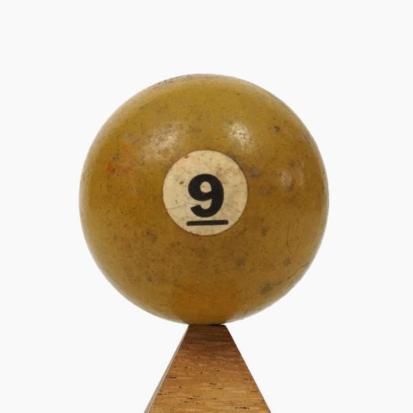 No. 9 Pool Ball Miniature Clay Billiard Ball Size 1 5/8" Yellow Nine IX Solid Solids