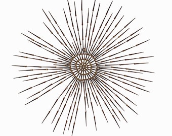 Mid Century Brutalist Art Sculpture Welded Metal Nails Sun Shaped Wall Sculpture