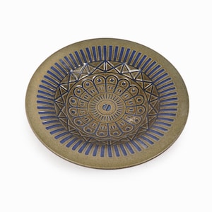 1967-69 Mari Simmulson Ceramic Bowl &quot;Iris&quot; Upsala Ekeby Large Dish Sweden Mid Century Modern Plate 7001 M