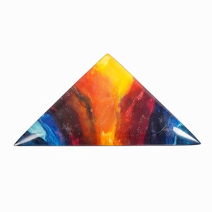 1995 Nicholas Mirandon Abstract Triangular Rainbow Resin Wall Sculpture Painting